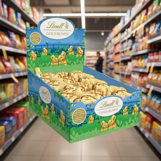 100 x Lindt Gold Bunny Milk Chocolate Counter Display - 10GM