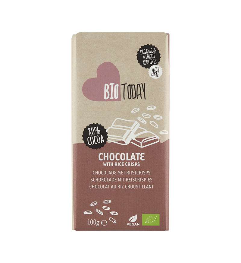12 x BioToday Chocolate with rice crisps - 100g