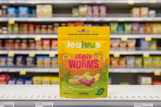 10 x Jealous Sweets Tangy Worms Share Bag - 125g