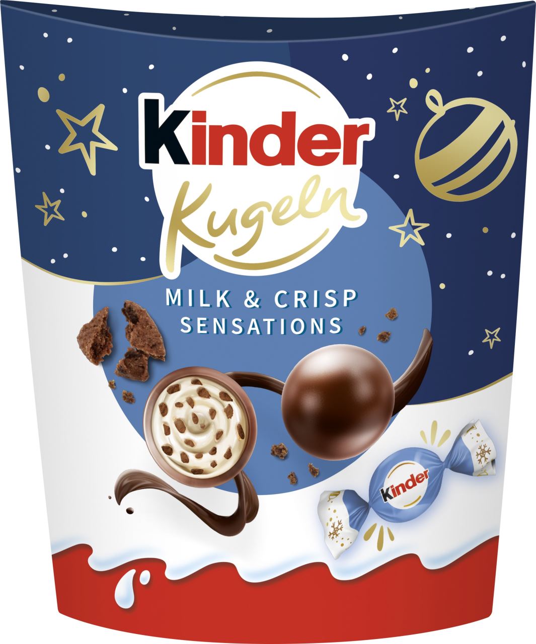 17 x Kinder Xmas Choco Balls Milk & Crisp Sensations - 90GM