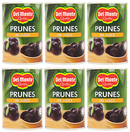 6 x Del Monte Prunes In Juice 410Gr