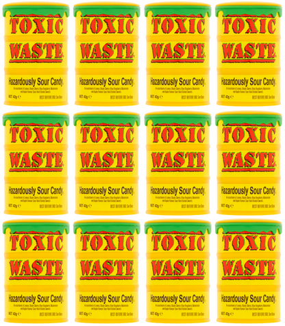 12 x Toxic Waste - Yellow Sour Candy 42Gm