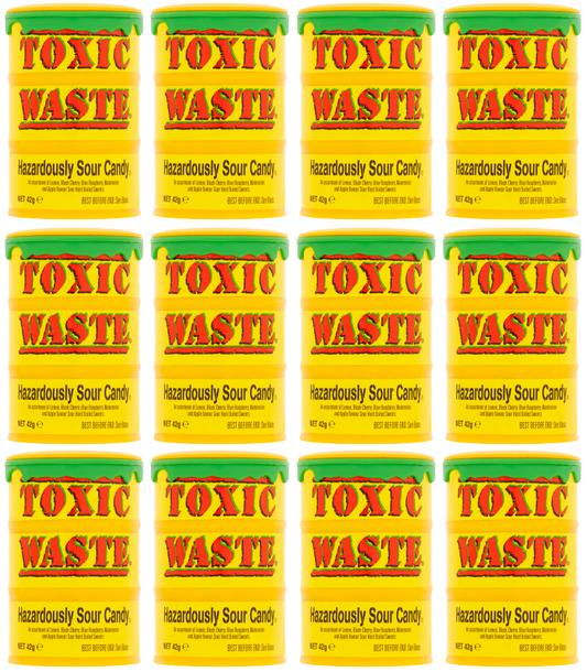 12 x Toxic Waste - Yellow Sour Candy 42Gm