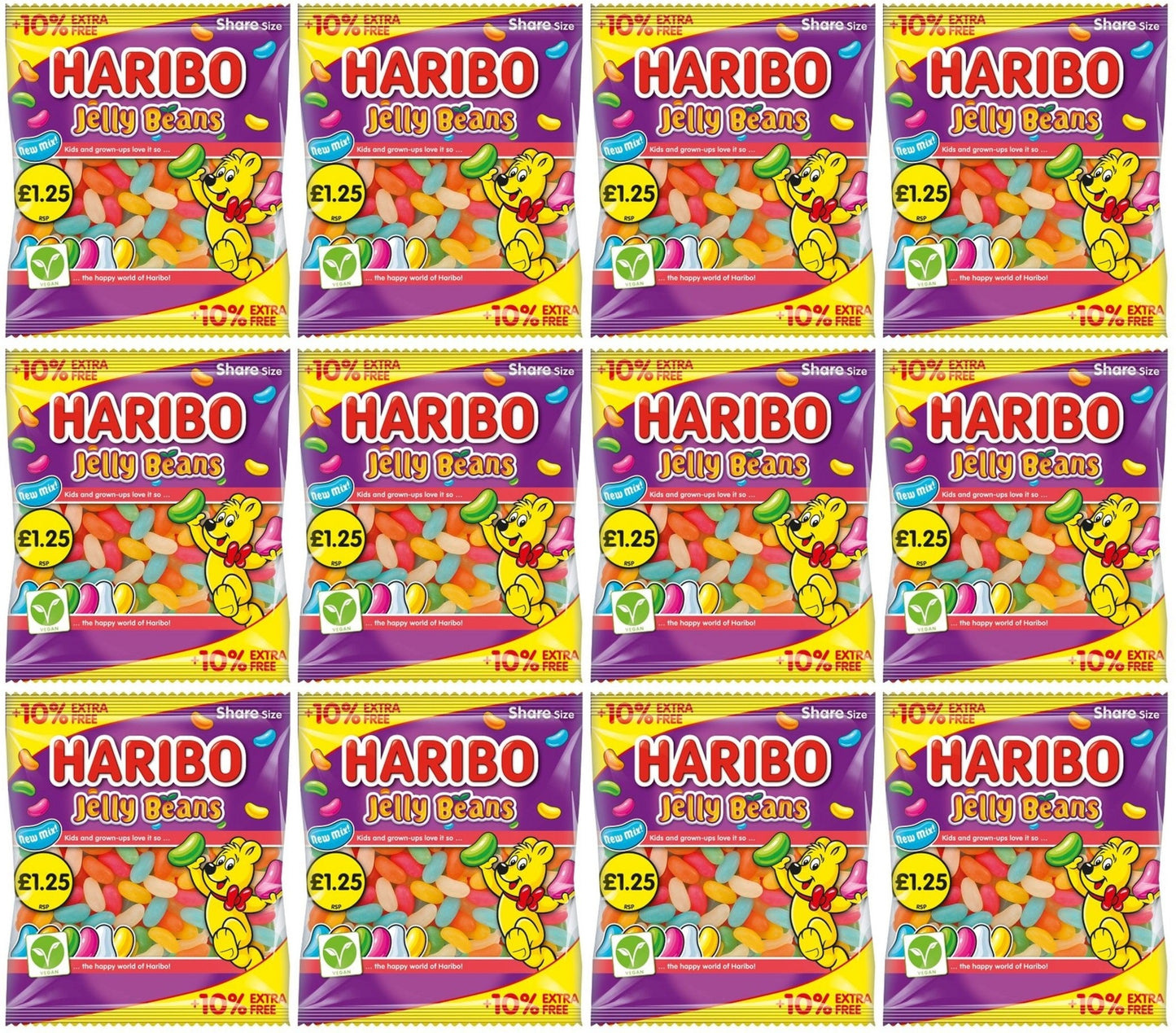 12 x Haribo Jelly Beans (10% Extra Free) - 154GM