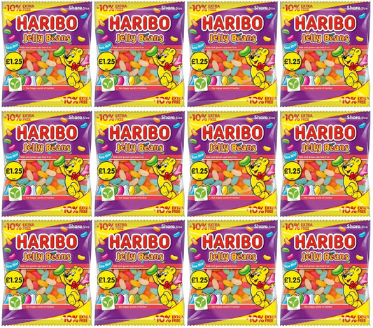 12 x Haribo Jelly Beans (10% Extra Free) - 154GM