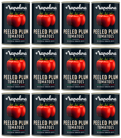 12 x Napolina Peeled Plum Tomatoes 400G