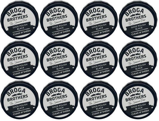 12 x Broga Brothers Black Shoe Polish Wax