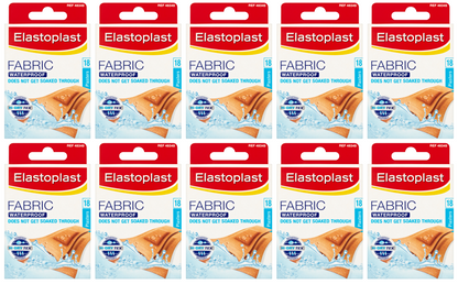10 x Elastoplast Fabric Waterproof Plasters 18 Pack