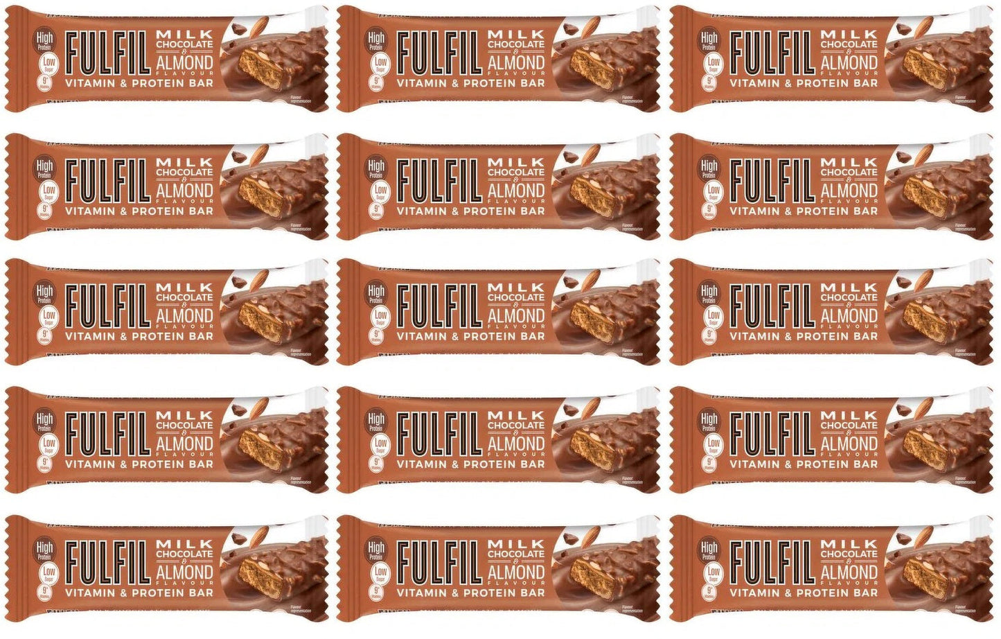 15 x Fulfil Milk Chocolate & Almond Flavour Vitamin & Protein Bar 55G