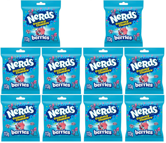 10 x Nerds Berries Fruit-Flavour Candy Gummy Clusters 113G