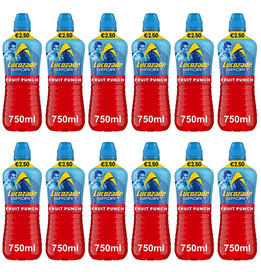 12 x Lucozade Sport Drink Fruit Punch 750Ml