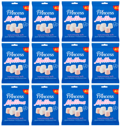 12 x Princess Marshmallows Pink & White 150Gm