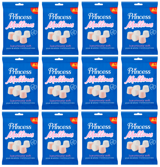 12 x Princess Marshmallows Pink & White 150Gm