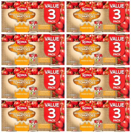 8 x Roma Whole Peeled Tomato 3pk - 3X400G