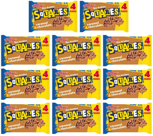 11 x Kelloggs Rice Krispies Squares Chocolate Caramel Snack Bar 36G (Pack Of 4)