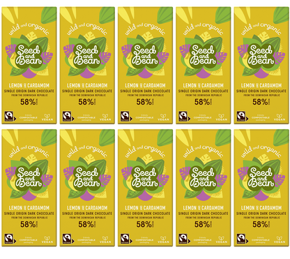 10 x Seed & Bean Dark 58% Lemon & Cardamon FT & Org - 75g