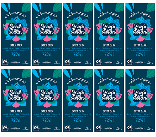 10 x Seed & Bean Dark 72% Fairtrade & Organic - 75g