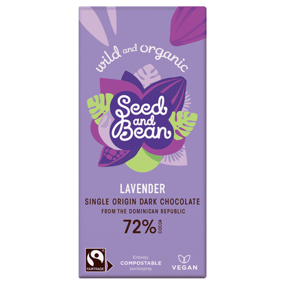 10 x Seed & Bean Dark 72% Fairtrade & Org Lavender Bar - 75g