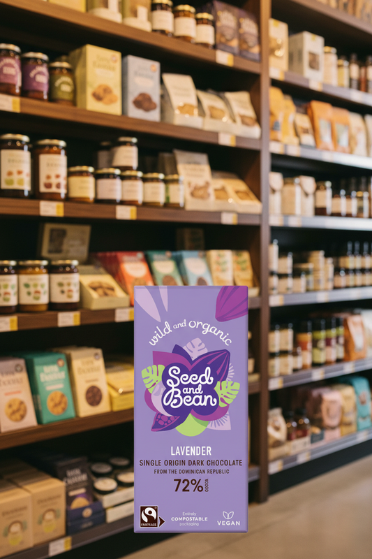 10 x Seed & Bean Dark 72% Fairtrade & Org Lavender Bar - 75g