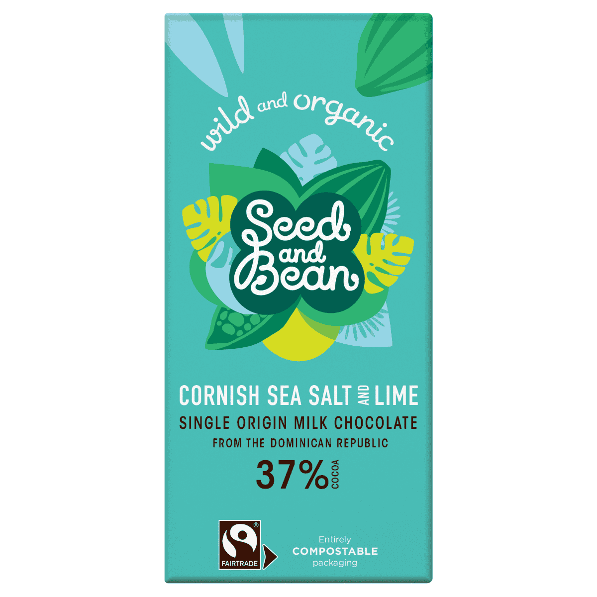10 x Seed & Bean Milk 37% FT Org Cornish S/Salt & Lime - 75g