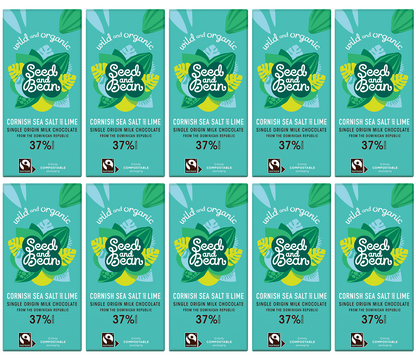 10 x Seed & Bean Milk 37% FT Org Cornish S/Salt & Lime - 75g