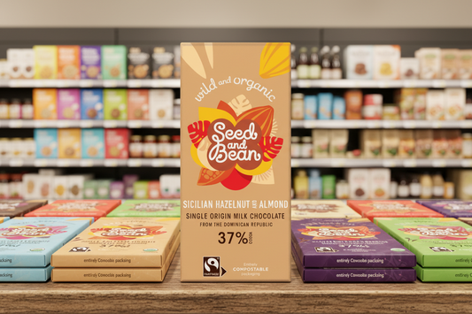 10 x Seed & Bean Milk 37% Hazelnut & Almond FT Org Bar - 75g
