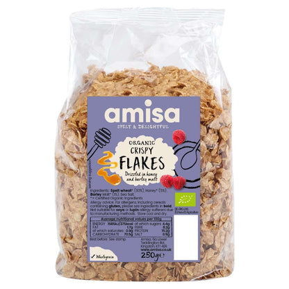 Amisa Organic Crispy Spelt Flakes with Honey - 250g