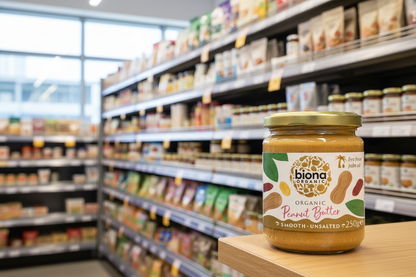 Biona Organic Peanut Butter - Smooth - Unsalted - 250g