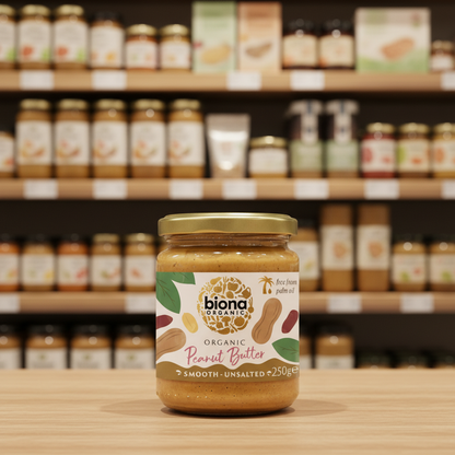 Biona Organic Peanut Butter - Smooth - Unsalted - 250g