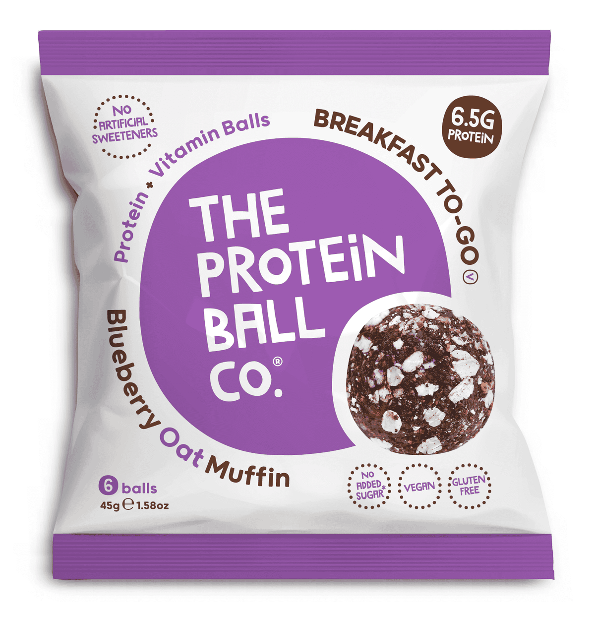 10 x The Protein Ball co Blueberry Oat Muffin Vit Balls - 45g