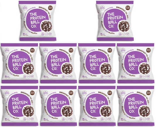 10 x The Protein Ball co Blueberry Oat Muffin Vit Balls - 45g