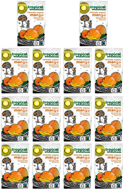 14 x Tropical Wholefoods Fairtrade Organic Mango  - 100g