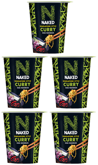 5 x Naked Noodle Singapore Curry Noodle Pot 75Gm