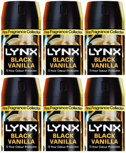 6 x Lynx Black Vanilla Kenobi Uk Bodyspray 150Ml