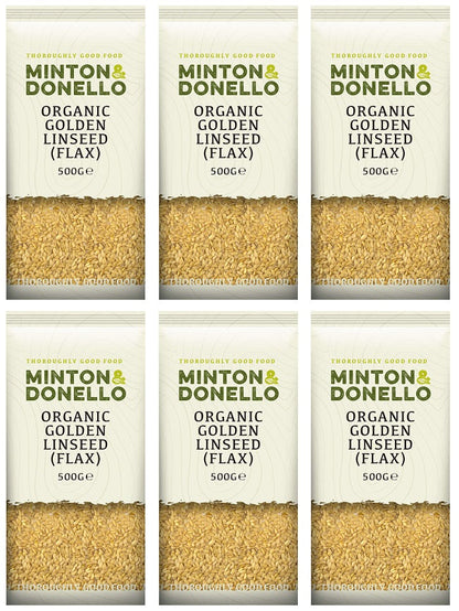 6 x Minton & Donello Organic Golden Linseed Flax - 500g