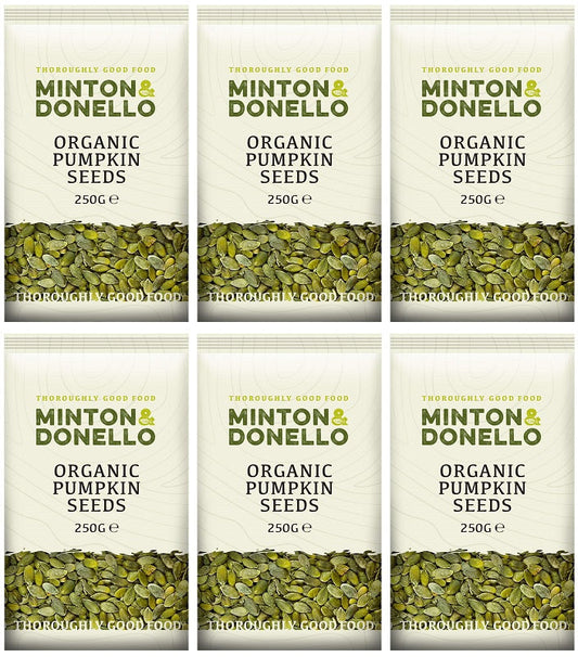 6 x Minton & Donello Organic Pumpkin Seeds - 250g