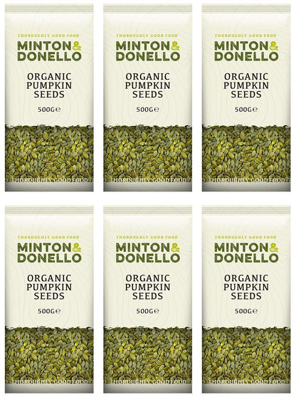 6 x Minton & Donello Organic Pumpkin Seeds - 500g
