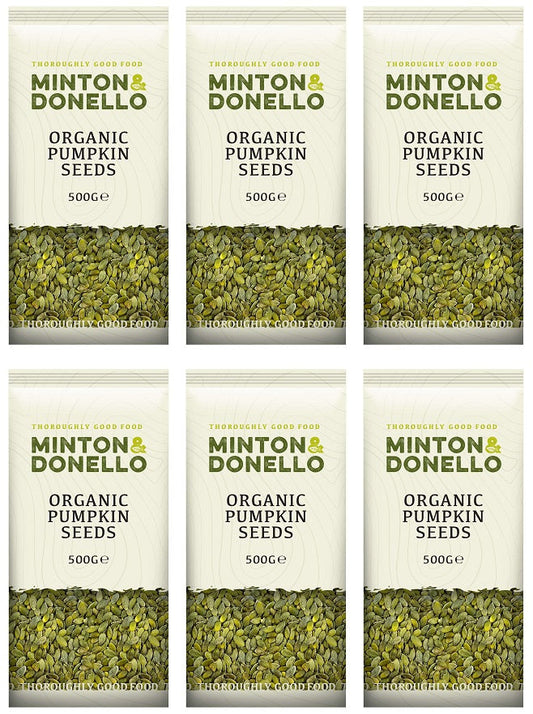 6 x Minton & Donello Organic Pumpkin Seeds - 500g