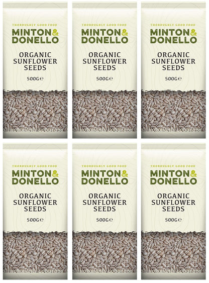 6 x Minton & Donello Organic Sunflower Seeds - 500g