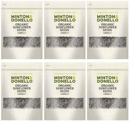 6 x Minton & Donello Organic Sunflower Seeds - 1000g