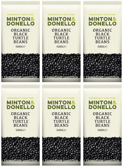 6 x Minton & Donello Organic Black Turtle Beans - 500g
