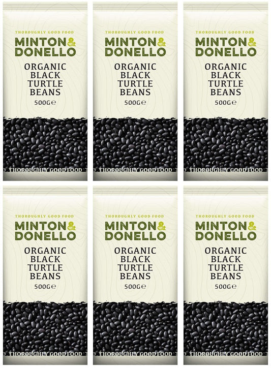 6 x Minton & Donello Organic Black Turtle Beans - 500g