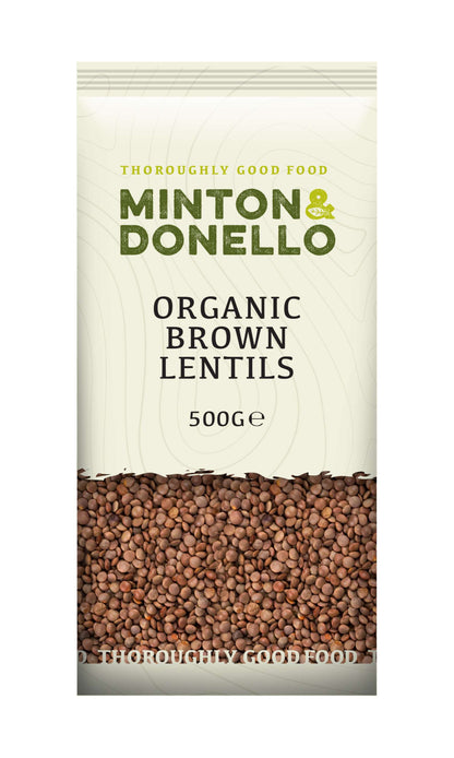 6 x Minton & Donello Organic Brown Lentils - 500g