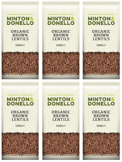 6 x Minton & Donello Organic Brown Lentils - 500g