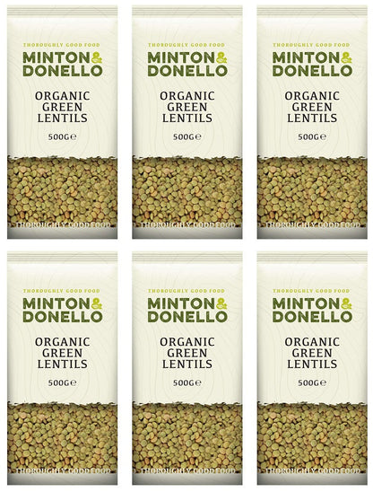 6 x Minton & Donello Organic Green Lentils - 500g