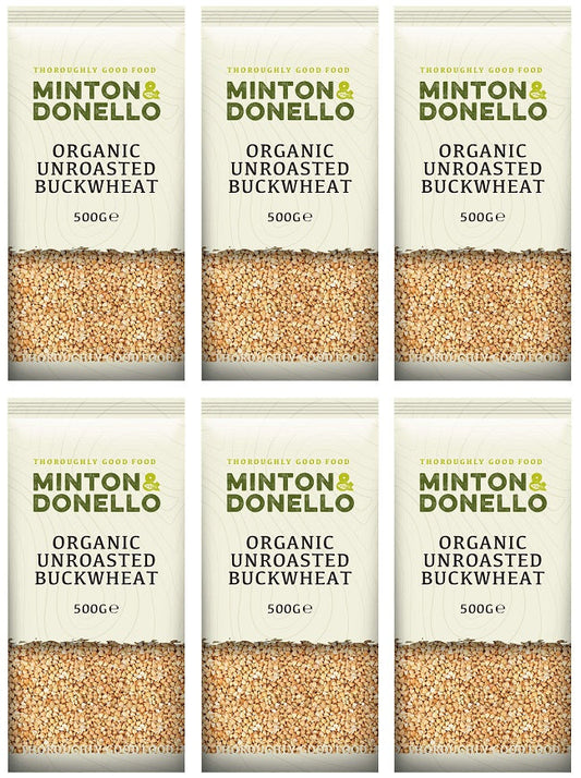 6 x Minton & Donello Organic Buckwheat Hulled Unroasted - 500g