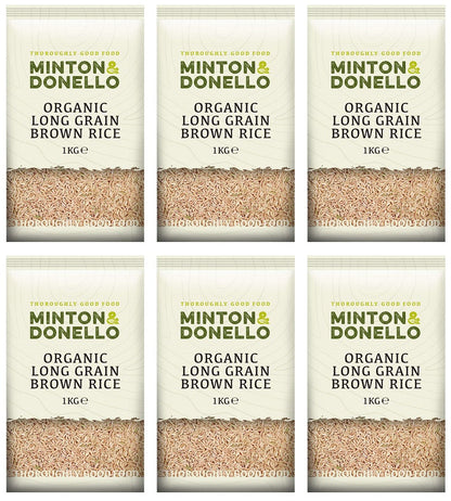 6 x Minton & Donello Organic Long Grain Brown Rice - 1000g