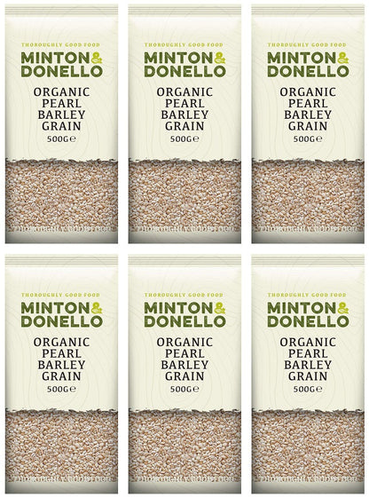 6 x Minton & Donello Organic Pearl Barley Grain - 500g