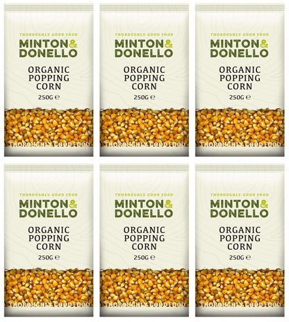 6 x Minton & Donello Organic Popcorn - 500g