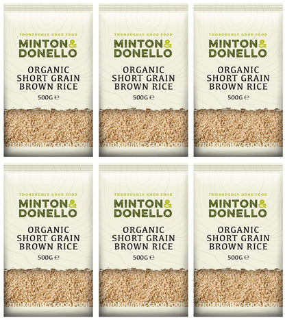 6 x Minton & Donello Organic Short Grain Brown Rice - 500g